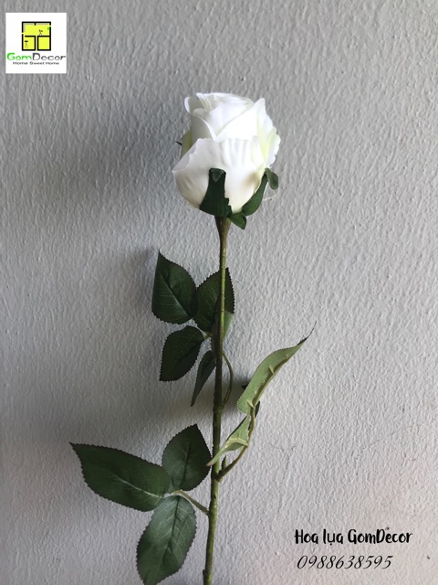 Hoa Hồng trắng hoa lụa cao cấp