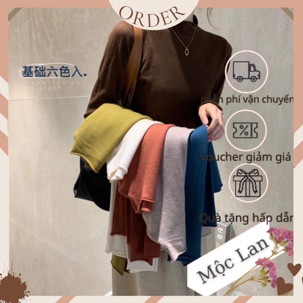 (MộcLan ORDER)  Áo len mỏng mềm mịn cổ đứng màu sắc nhẹ nhàng vintage Hàn Quốc