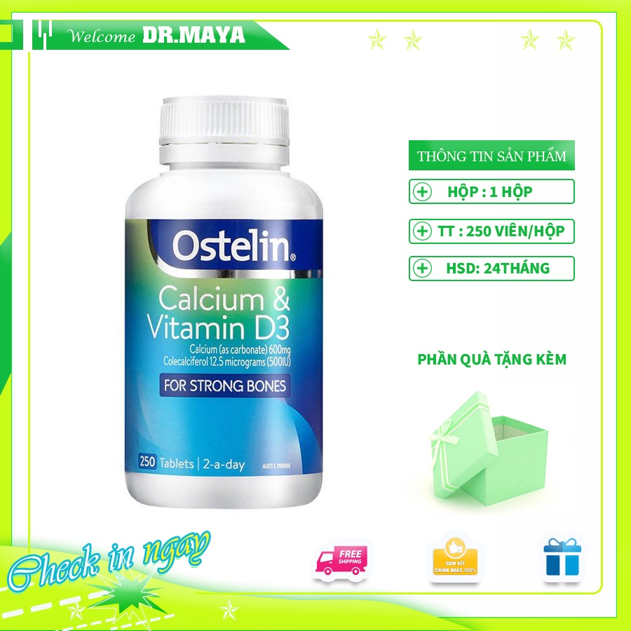 Viên uống bổ sung canxi vitamin D: Ostelin Vitamin D & Calcium cho Bà Bầu 130 viên