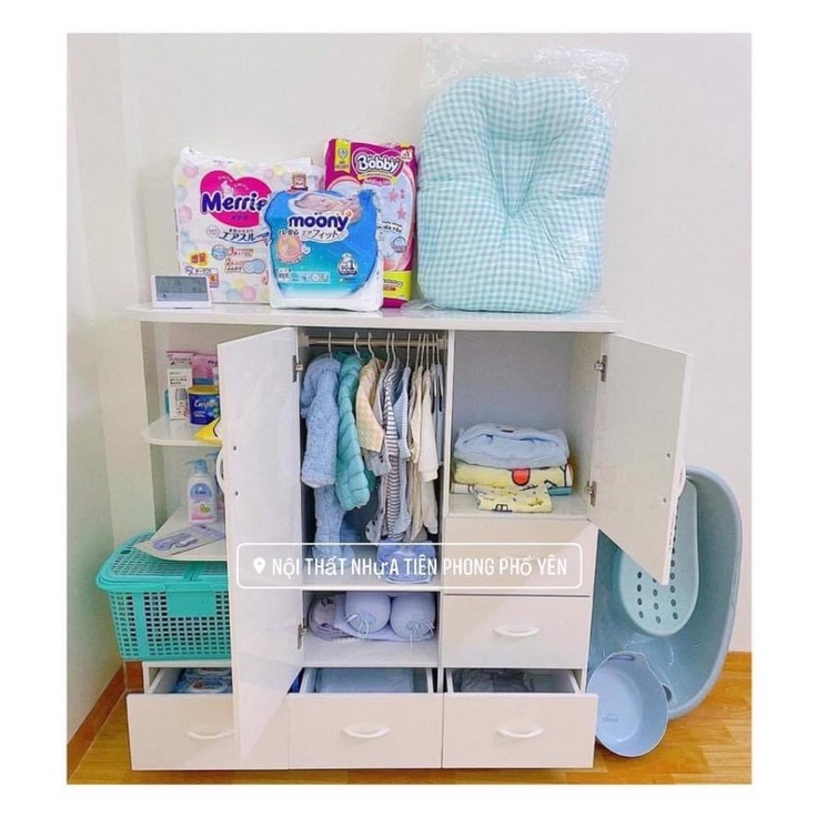 Tủ Nhựa Đài Loan Cho Bé Bn543 tặng stick cho bé_ Bảo hành 10 năm