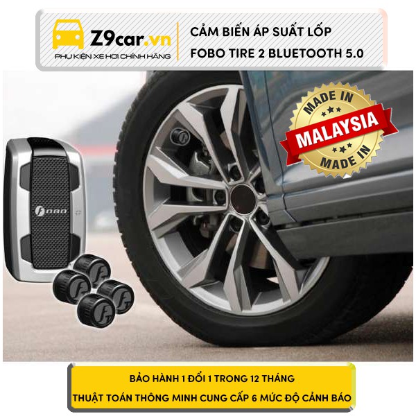 Cảm biến áp suất lốp Fobo Tire 2 van ngoài chống trộm Bluetooth 5.0 CHÍNH HÃNG nhập khẩu Malaysia