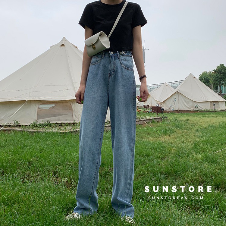 Quần jeans suông dài ống rộng phong cách hàn quốc ulzzang