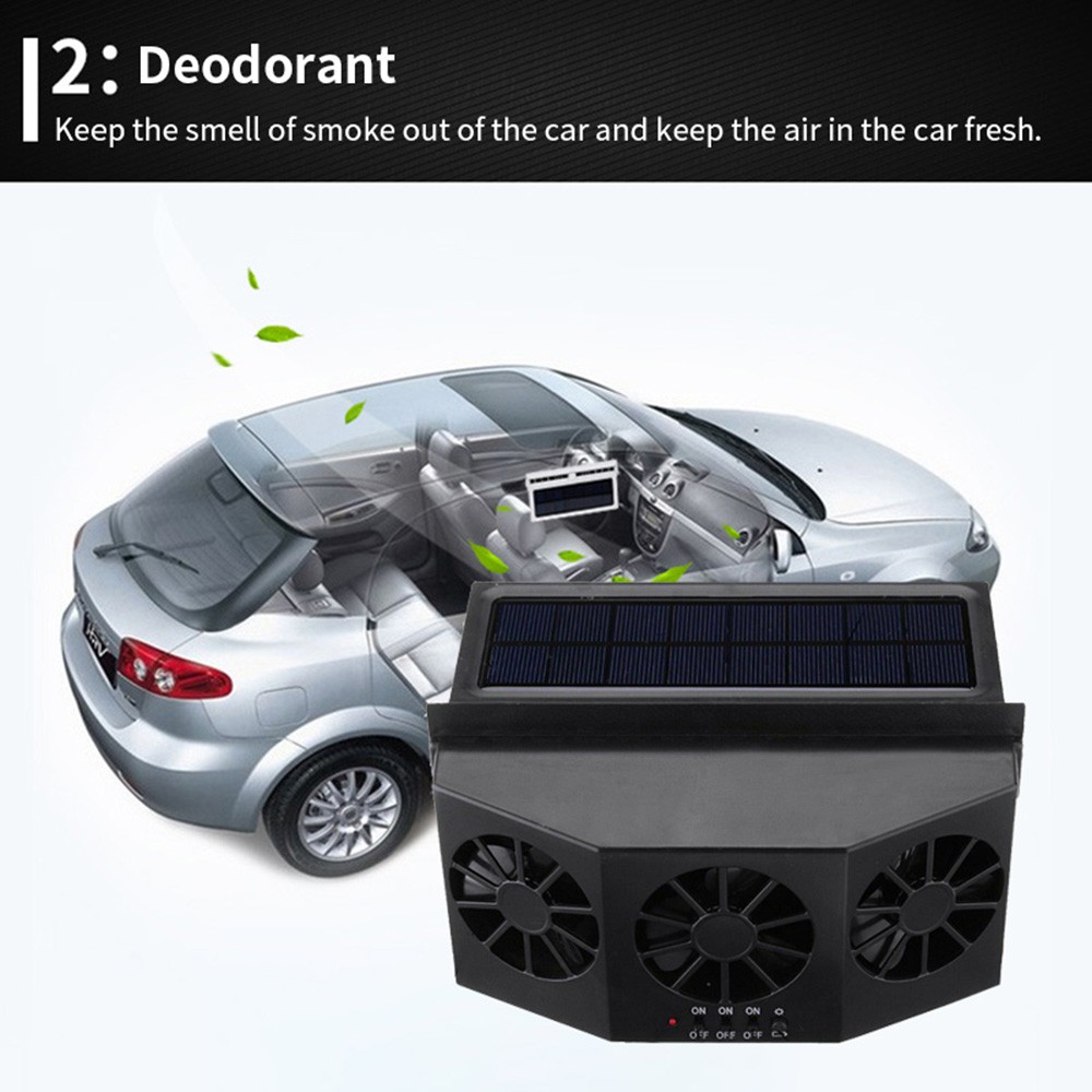 IN STOCK Car Solar Powered Exhaust Fan Car Cooler Auto Ventilation Fan