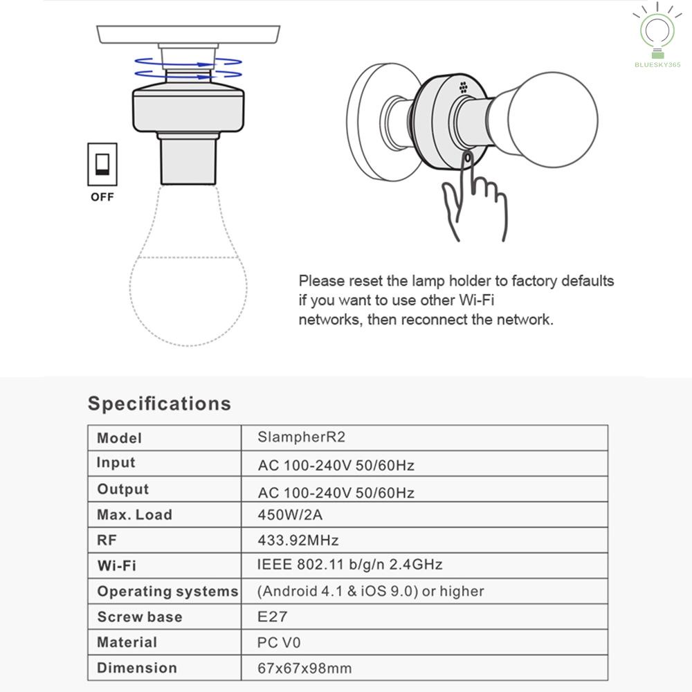 GOOGLE Bóng Đèn Thông Minh Sonoff Slampherr2 Điều Khiển Bằng Giọng Nói Thông Minh 433mhz Rf E27