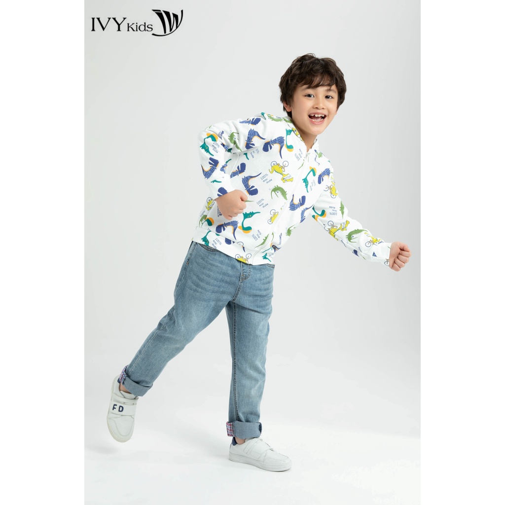 Áo khoác thun họa tiết bé trai IVY moda MS 77K1153