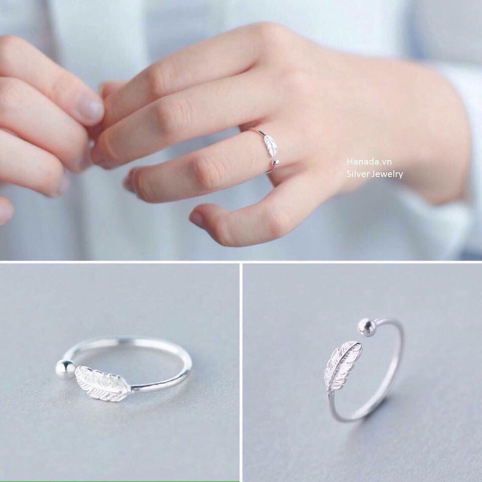 Nhẫn Bạc Ta Hình Lông Vũ Siêu Đẹp