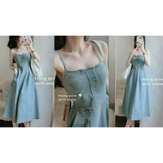 Đầm jeans 2 dây dáng xòe xinh xắn cao cấp
