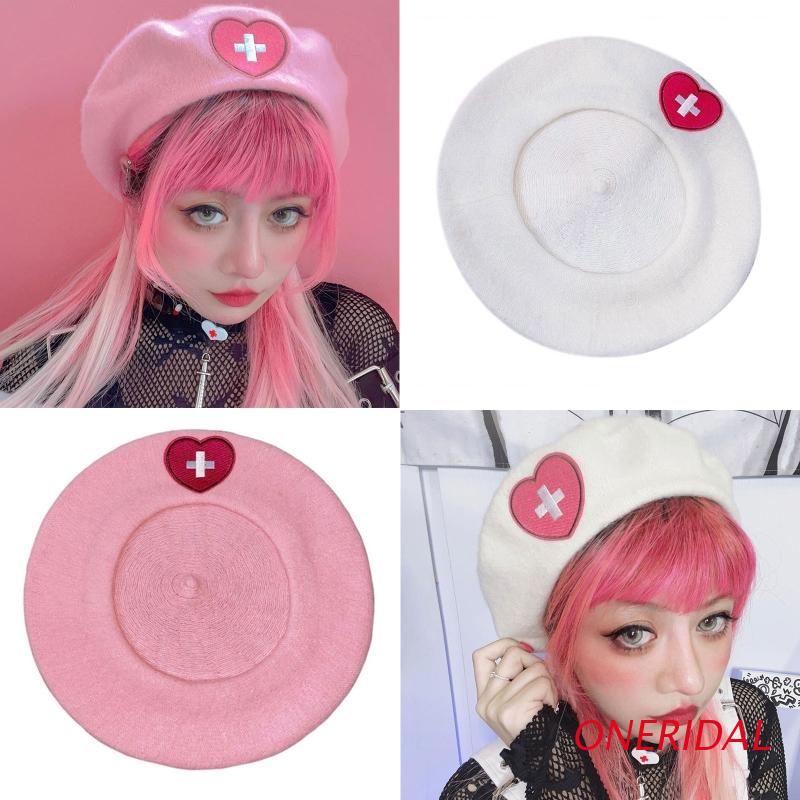 Mũ Beret Y2K Thêu Hình Trái Tim Cho Nữ