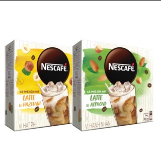 2 hộp nescafe latte sữa hạt phỉ và hạnh nhân