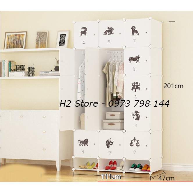 [GIÁ SỈ] TỦ NHỰA LẮP GHÉP 15 Ô + 3 GIÀY TRẮNG CỬA CUNG HOÀNG ĐẠO CHO BÉ ĐỂ ĐỒ ĐA NĂNG THÔNG MINH sâu 47cm