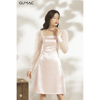 Đầm nữ phi lụa tay voan GUMAC MSV10928_HONG