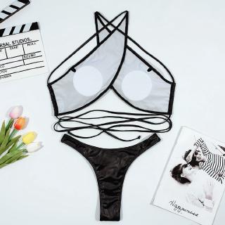 Bikini Dây Da Màu Trơn Gợi Cảm