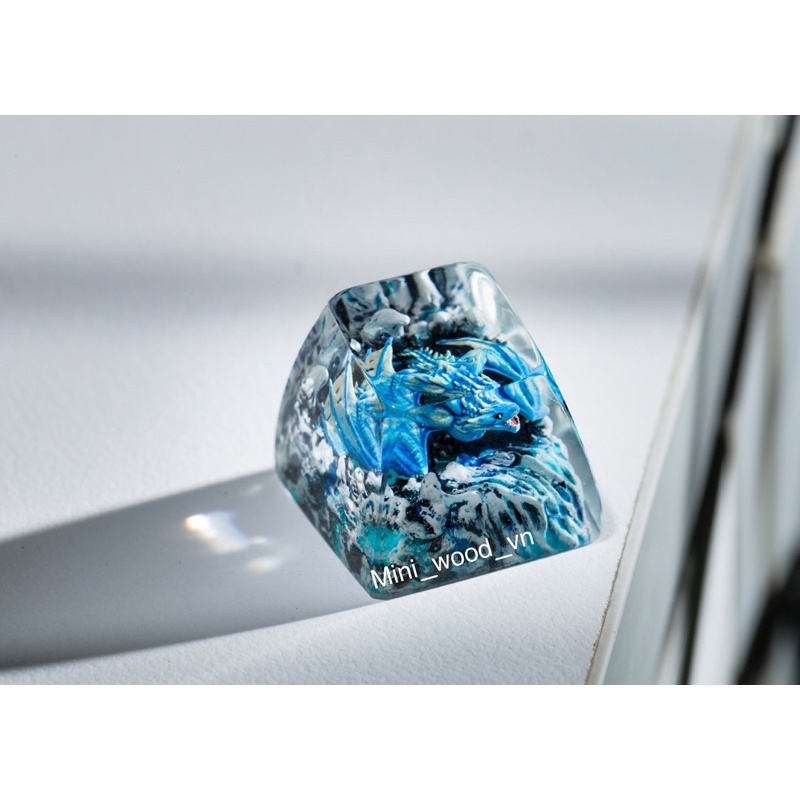 Nút bàn phím cơ Rồng Xanh.Keycap resin Dragon Blue.Keycap Artisan