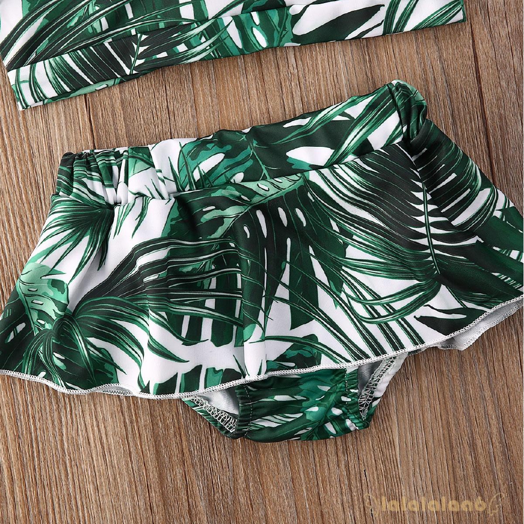 Bộ Bikini 2 Mảnh In Hoa Lá 3d Cho Bé Gái