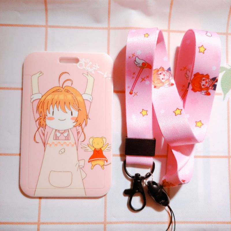 Bảng tên kèm dây đeo thẻ hình Sakura và mèo