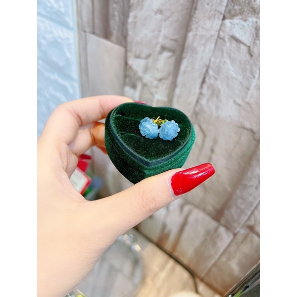 bông tai nụ hoa đá các màu chốt vàng