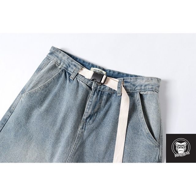 [size lớn] Quần jean nam ống rộng màu xanh ghi nhạt | BigBuy360 - bigbuy360.vn