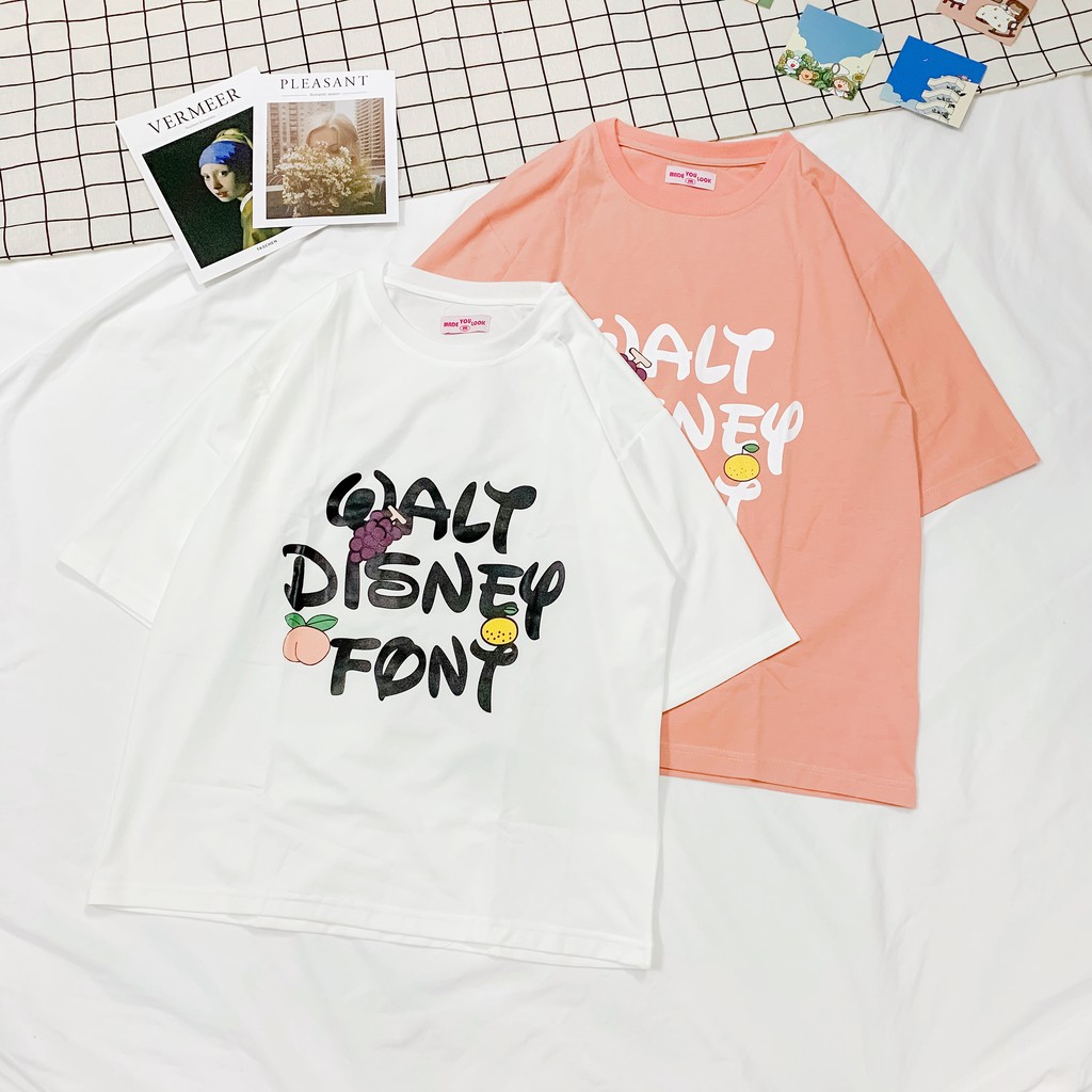 Áo thun tay lỡ 🍇 WALT DISNEY FONT 🍇 phông Unisex nam nữ tee oversize form rộng pull Ulzzang Streetwear Hàn Quốc vải mềm