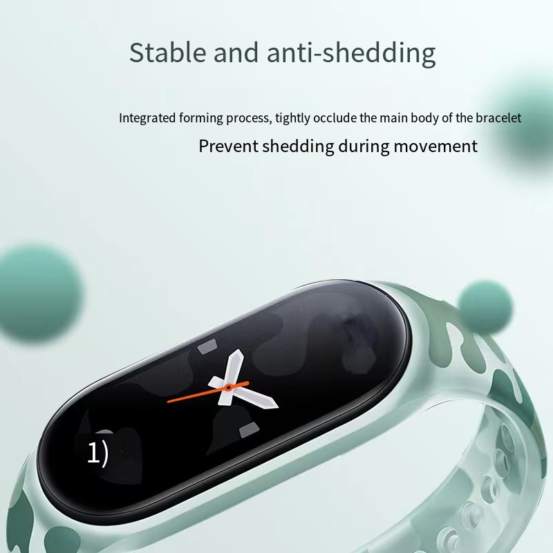 Dây Đeo Cổ Tay Thể Thao Thay Thế Bằng Silicon Mềm Họa Tiết Rằn Ri Thời Trang Chống Va Đập Cho Mi Band 5 6 7