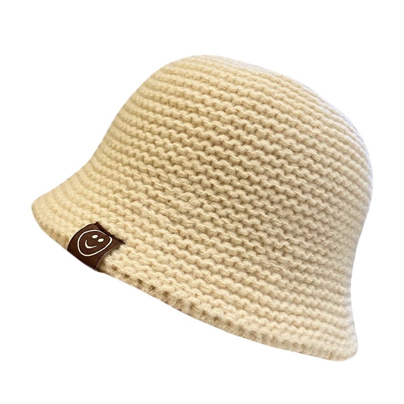 Mũ Bucket Dệt Kim Hình Mặt Cười Thời Trang Thu Đông Hàn Quốc Cho Nữ