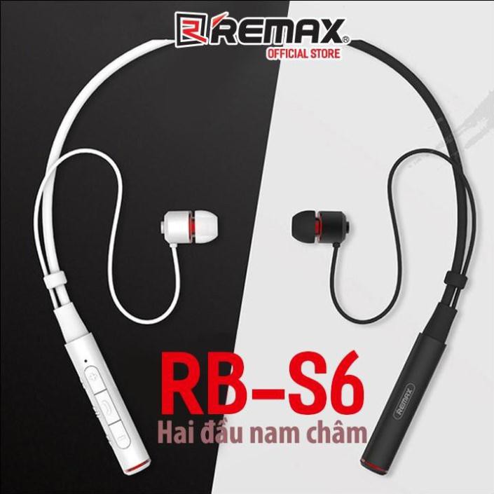 [Mã 159ELSALE hoàn 7% đơn 300K] Tai nghe Bluetooth Remax RB-S6 / Remax S6 thể thao choàng cổ có 2 đầu hít nam châm