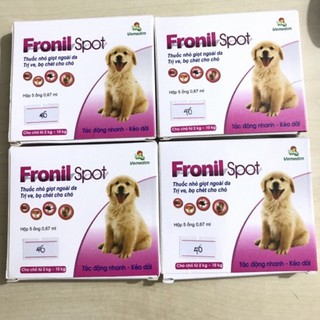 Dung dịch nhỏ sống lưng trị ve ghẻ, bọ chét chó - Fronil spot hộp 5 ống