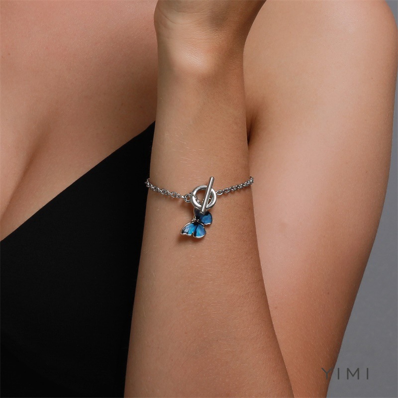 💞Yimi💞Vòng Tay Titan Mặt Hình Bướm Xanh Phong Cách Hàn Quốc Thời Trang Cho Nữ | BigBuy360 - bigbuy360.vn