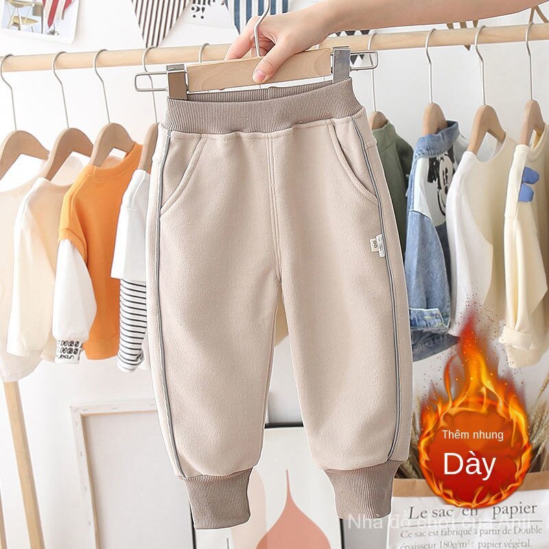 Autumn And Winter Sporty Boys Sport Pants Velvet Pants