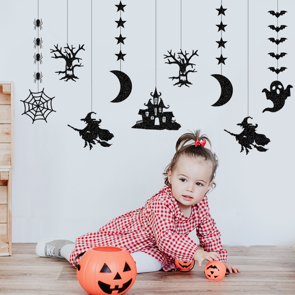 Set 6 Phụ Kiện Trang Trí Halloween Hình Nhện / Dơi / Dơi Độc Đáo