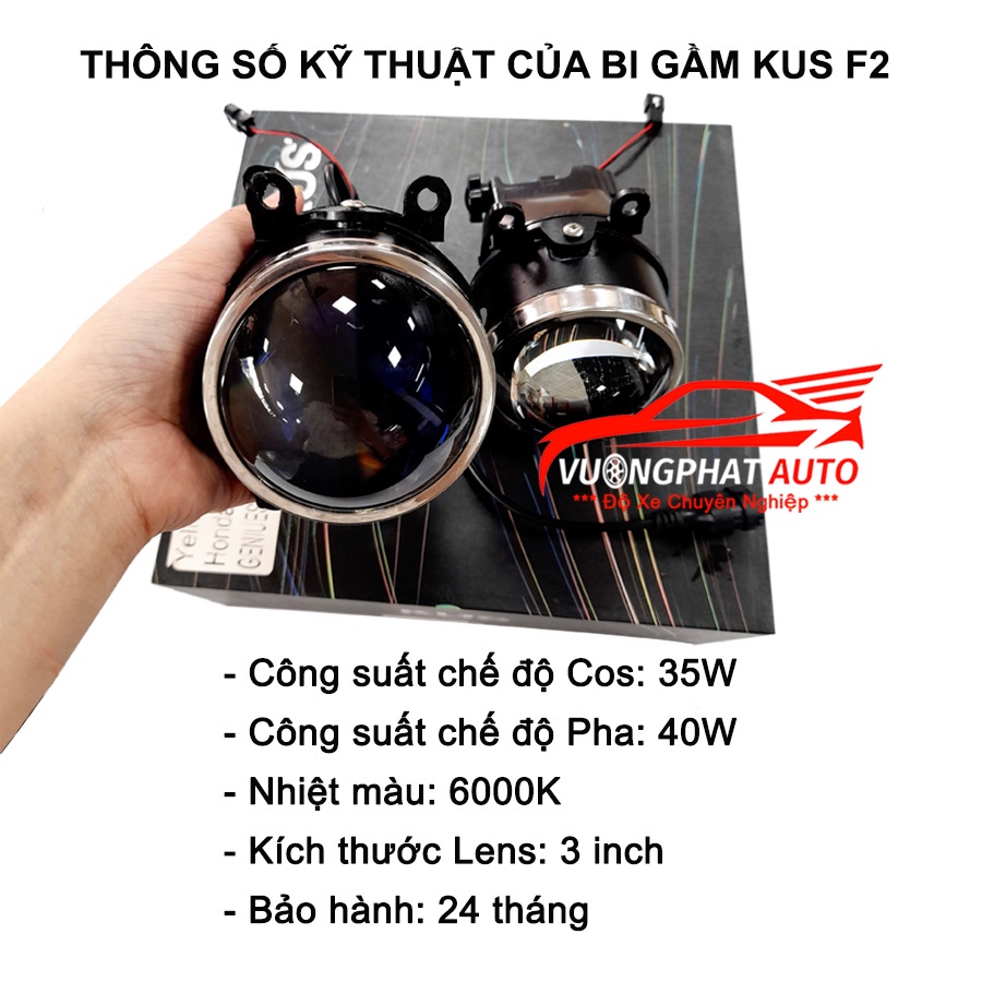 Bi Gầm Ô Tô Kus F2 Pha Cos Laze Siêu Bám Đường, Bi Led Ô Tô Trợ Sáng Phá Sương - Vượng Phát Auto