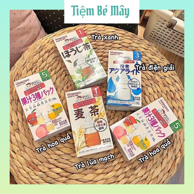 Trà Wakodo Vị Lúa Mạch - Vị Hoa Quả - Trà điện giải cho bé