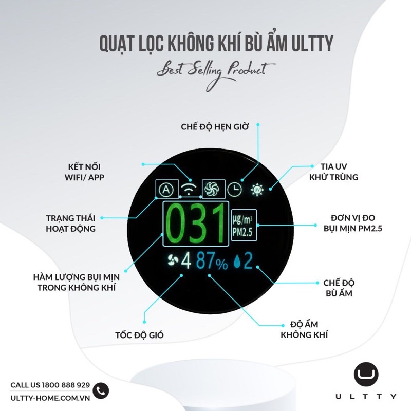 Quạt không cánh kiêm lọc không khí bù ẩm ULTTY SKJ-CR022 nội địa Hàn Quốc