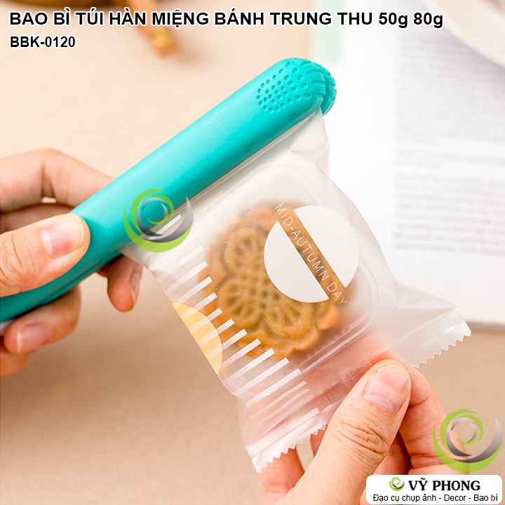 BAO BÌ TÚI NHỰA HÀN MIỆNG ĐỰNG BÁNH TRUNG THU CHO SIZE BÁNH 50g 80g IN CHỮ HAPPY MID-AUTUMN QUÀ TẶNG LỄ TẾT BBK-0120