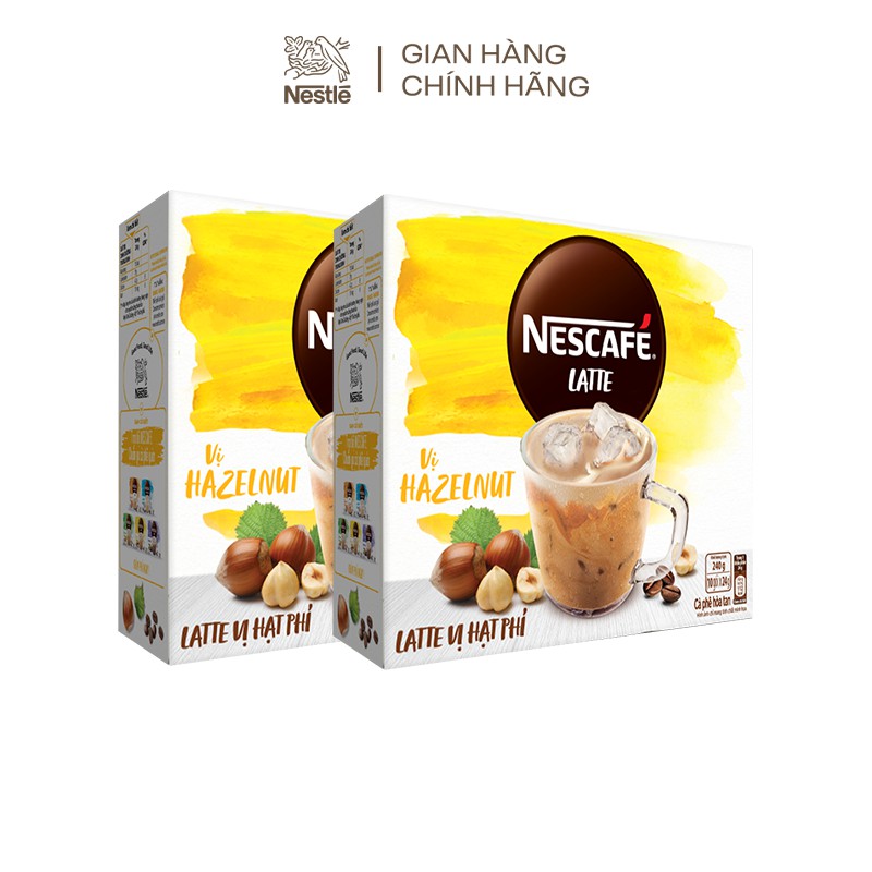 Combo 2 hộp Cà phê sữa hạt NESCAFÉ Latte vị Hạt Phỉ BAO BÌ MỚI (10 gói x 24g)