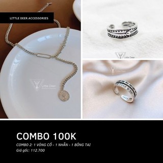 Combo 100k - set trang sức đính ngọc bạc 925