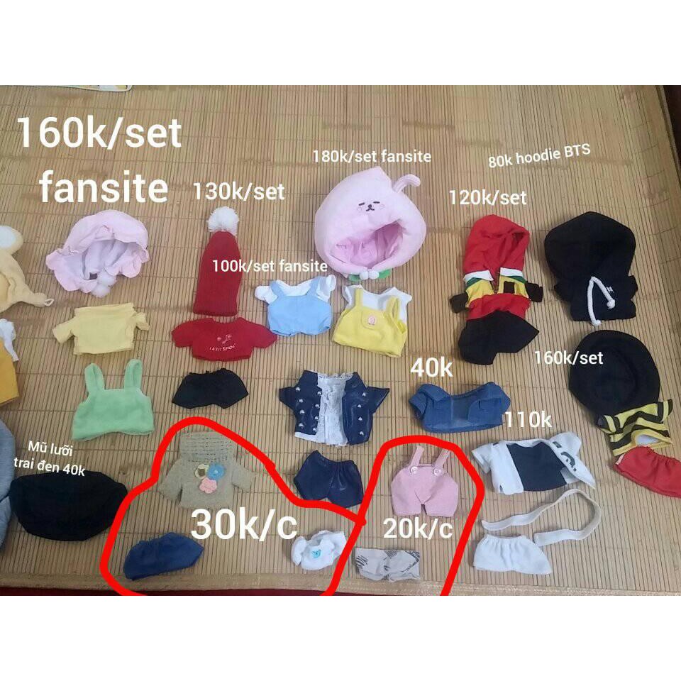 Outfit cho doll 20cm, doll 15cm