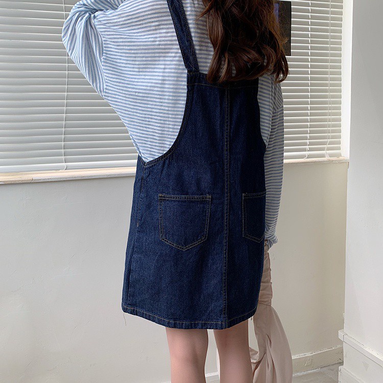 Váy yếm denim dáng rộng kiểu mới dễ phối đồ 36926
