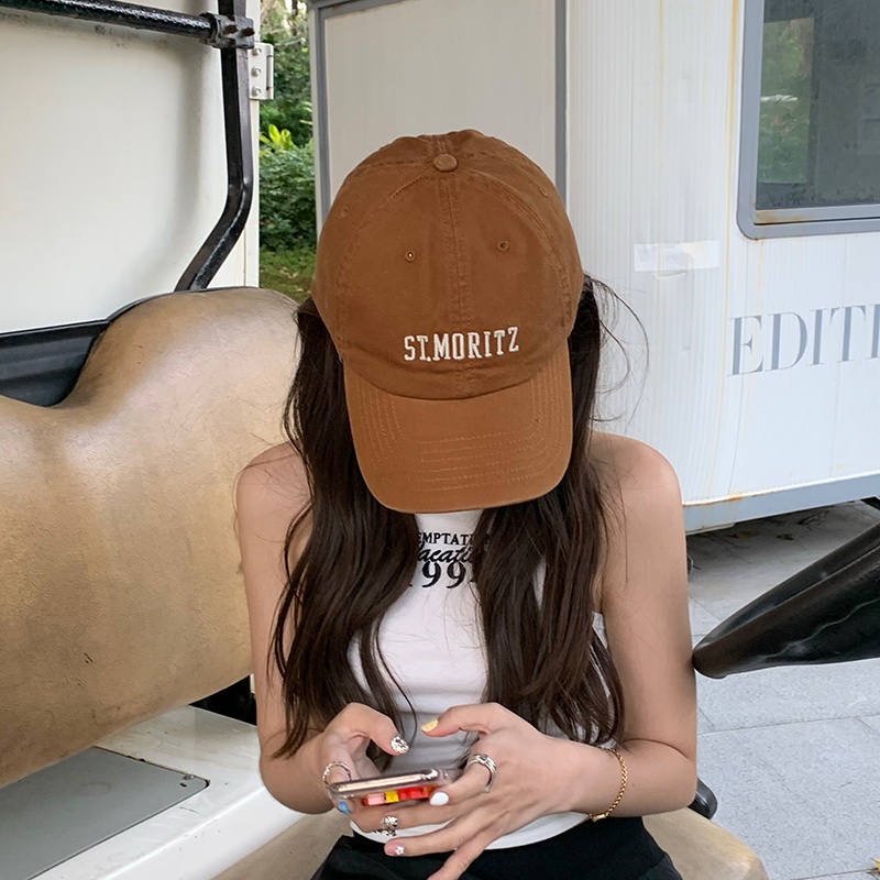 Mũ Lưỡi Trai Mềm Chống Nắng In Chữ Phong Cách Retro Mỹ Cho Nam Nữ