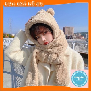 MŨ LÔNG TAI GẤU KÈM KHĂN 2IN 1, MŨ LÔNG CỪU KÈM KHĂN