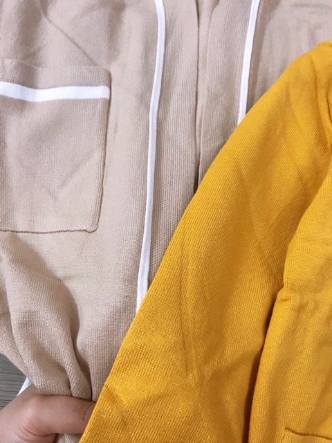 Áo khoác len dáng dài phối viền có hai túi nhập siu đẹp!(có clip)