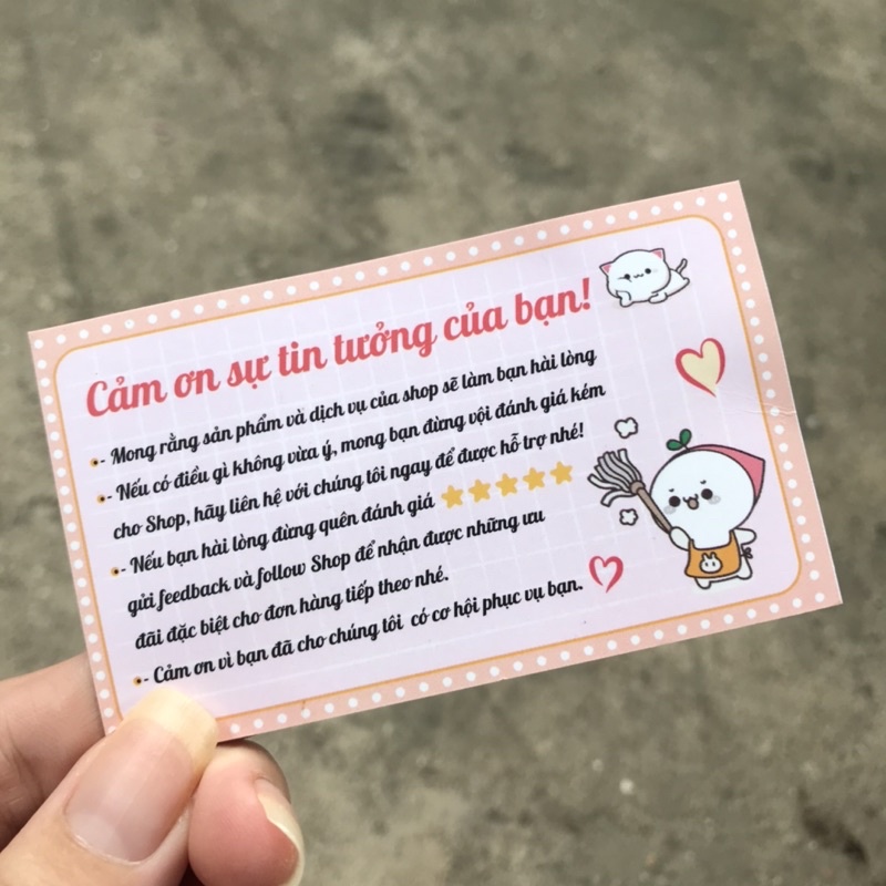 Combo 100 cái  thankyoucard, thiệp cảm ơn, Thẻ cám ơn có sẵn, Giấy bìa cứng cán màng size 9x5.5cm mẫu 65