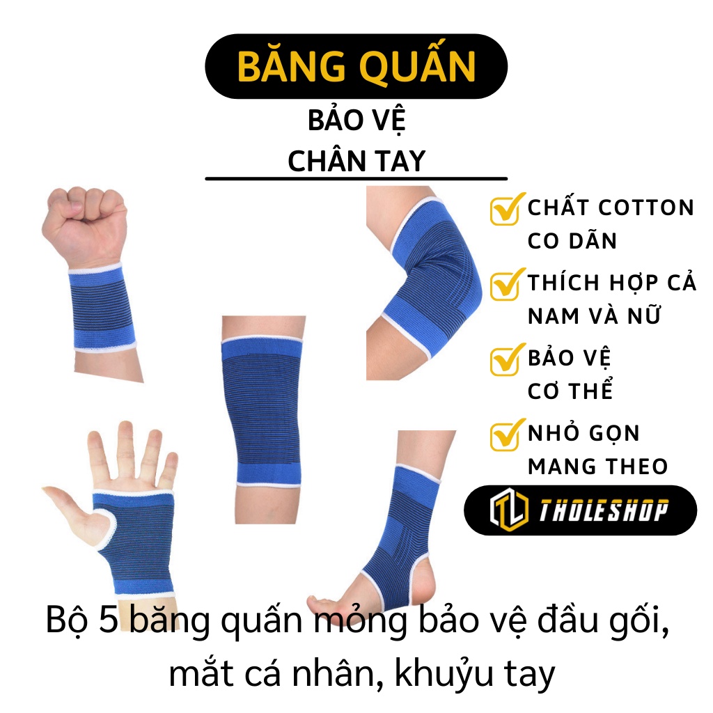 Băng Bảo Vệ Tay Chân - Bộ 5 Món Bảo Vệ Khuỷu Tay, Đầu Gối Khi Tập Thể Dục 6382