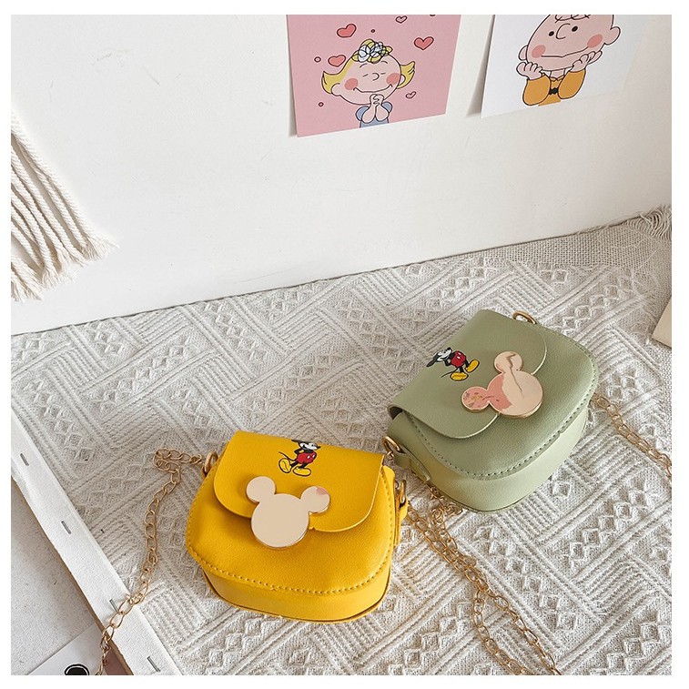 Túi xách đeo chéo da trơn khóa mickey siêu xinh, đủ màu