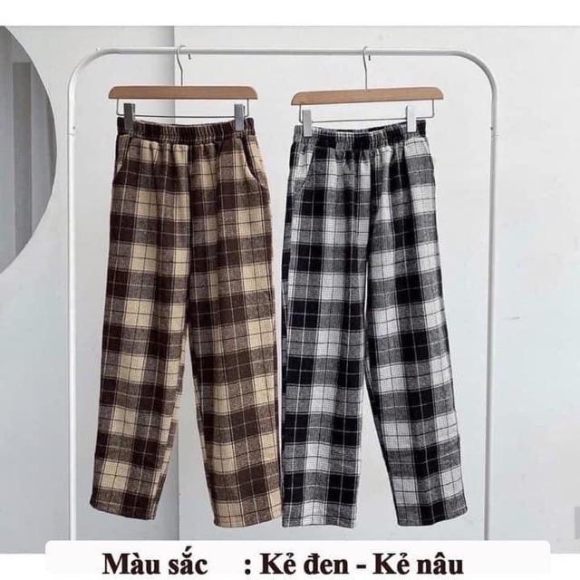 Quần culottes vải nam nữ kẻ sọc 2 màu cạp chun co dãn