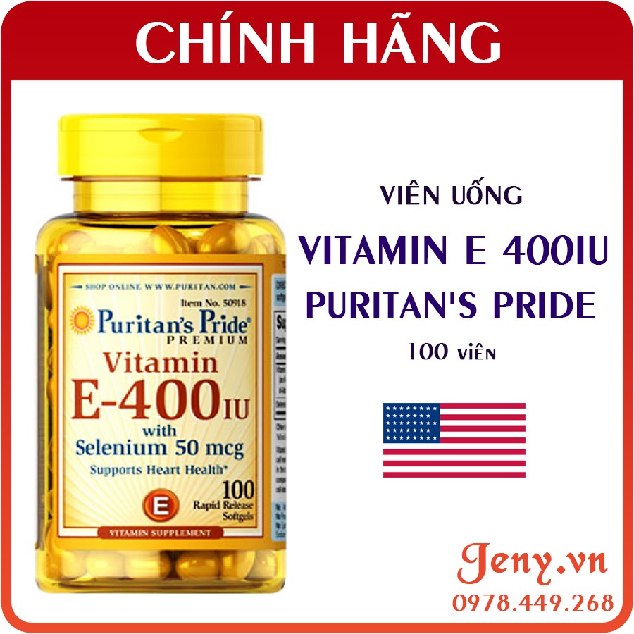 Viên Uống Vitamin E 400iu with Selenium 50mcg Puritan's Pride