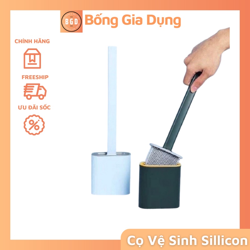 Cọ Bồn Cầu Toilet Nhà Vệ Sinh Cao Cấp Kèm Giá Cắm Chổi Silicon