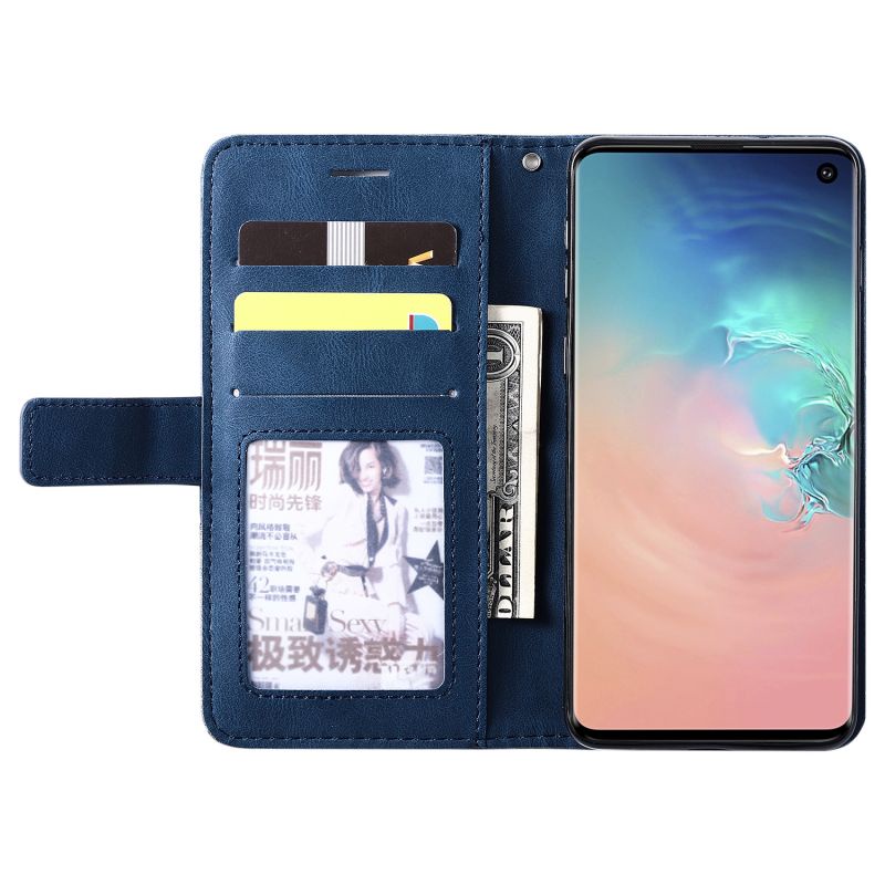 Ốp Điện Thoại Da Nắp Gập Đơn Giản Có Ngăn Đựng Thẻ Cho Samsung Galaxy S20 S10 S9 S8 S7 S10E S10 Plus S9 Plus S8 Plus S7 Edge