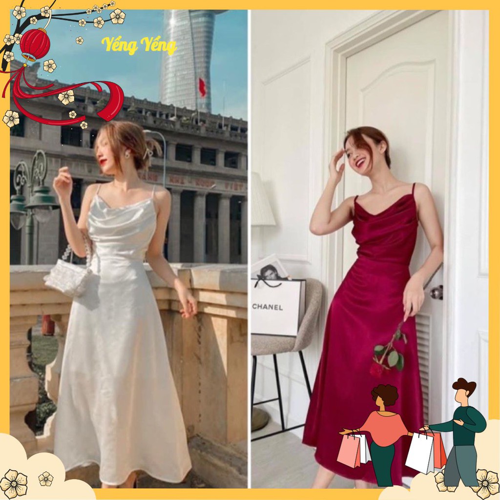 VNU249 - VÁY LỤA TẰM 2S CỔ ĐỔ