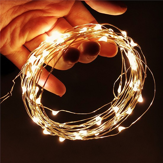 (Xài pin CR2032) Dây Đèn Led Đom Đóm Chipsbling Fairy Lights 2m 20 bóng vàng nắng trang trí phối cảnh