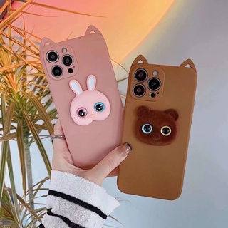 Ốp điện thoại TPU mềm chống sốc hình tai thỏ gấu 3D cho iPhone 13 Pro Max/12 Pro/11 Pro Max/X XS MAX XR 7 8 Plus SE